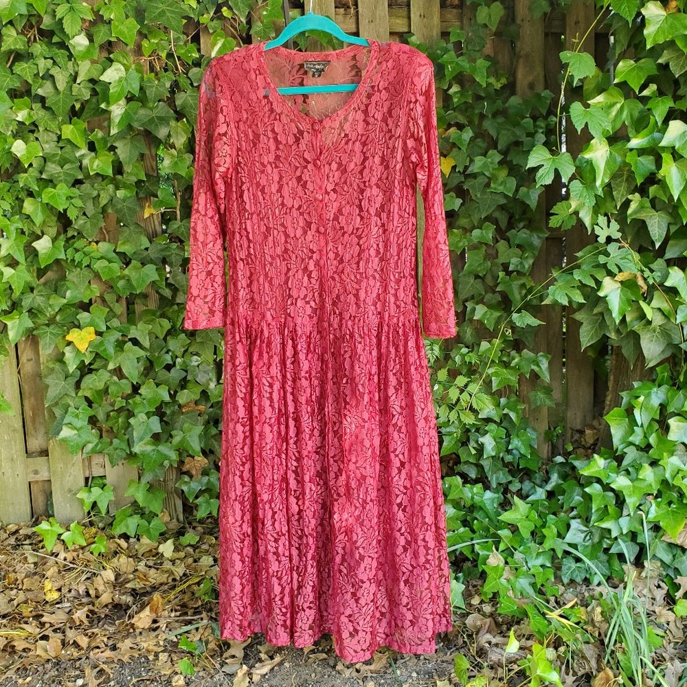 Vintage Lace Romantic Rose Floral Dress - Picture 4 of 10